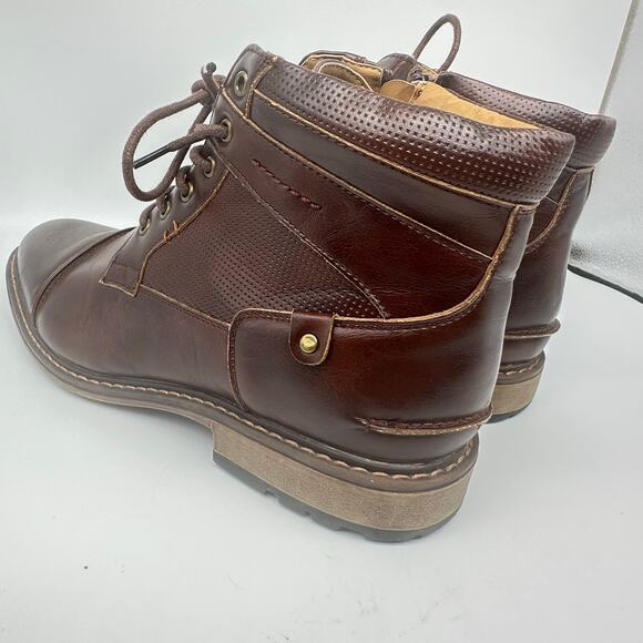 Madden Dylan Brown Lace Up Combat Cap Toe Leather Boots Mens Shoe Size 10 - Picture 5 of 15